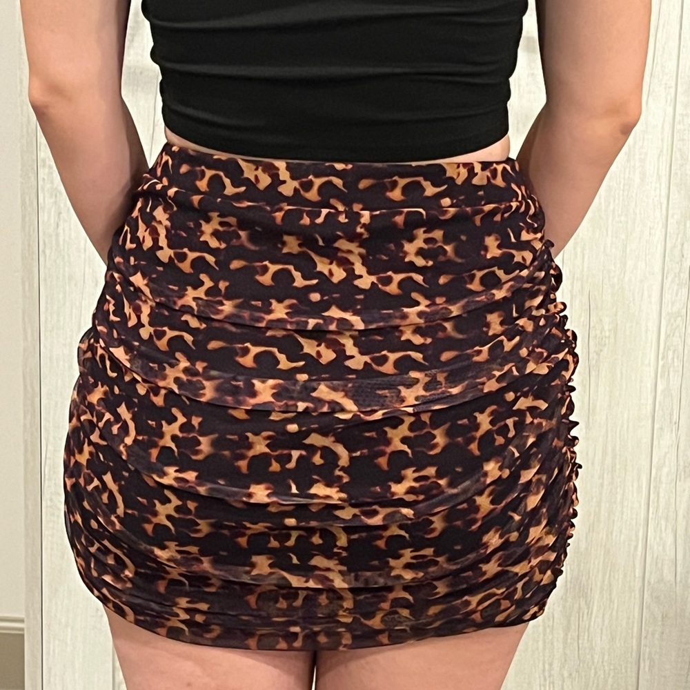 Daisy Street Animal Print Mini Skirt Festival Club Wear - Picture 4 of 5